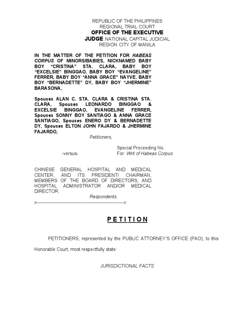 Petition For Issuance of Writ of Habeas Corpus PDF Habeas Corpus Due Process Clause