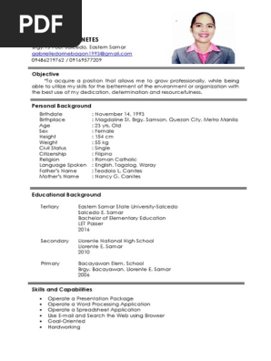 Teacher Resume Completed
