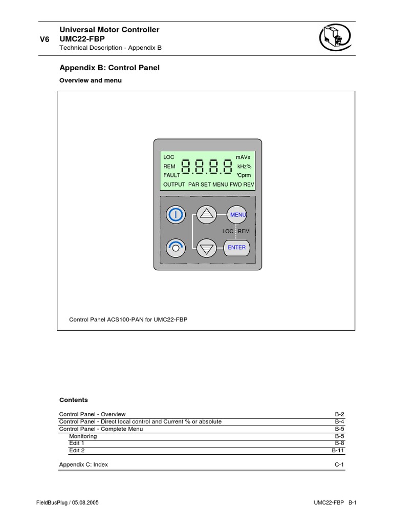 UMC22-FBP Control Panel Overview | PDF | Parameter (Computer ...