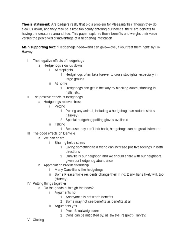argumentative research paper outline pdf