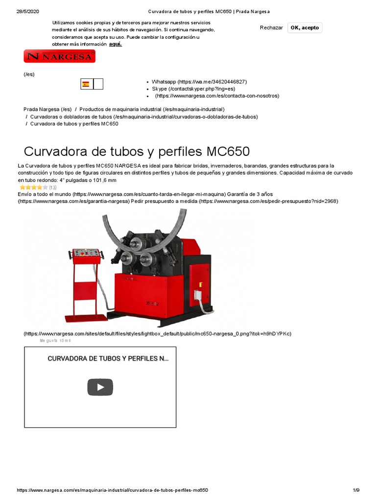 Curvadora de Tubos y Perfiles MC650 - Prada Nargesa, PDF, Acero