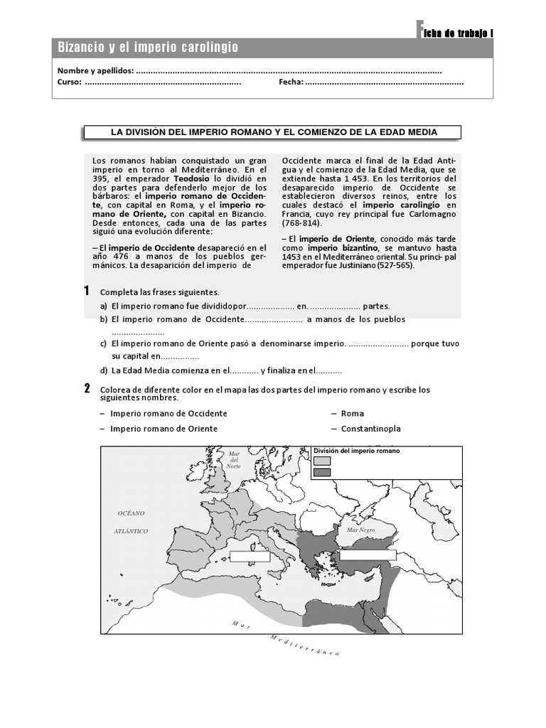 División del Imperio Romano y Bizancio | PDF | imperio Bizantino ...