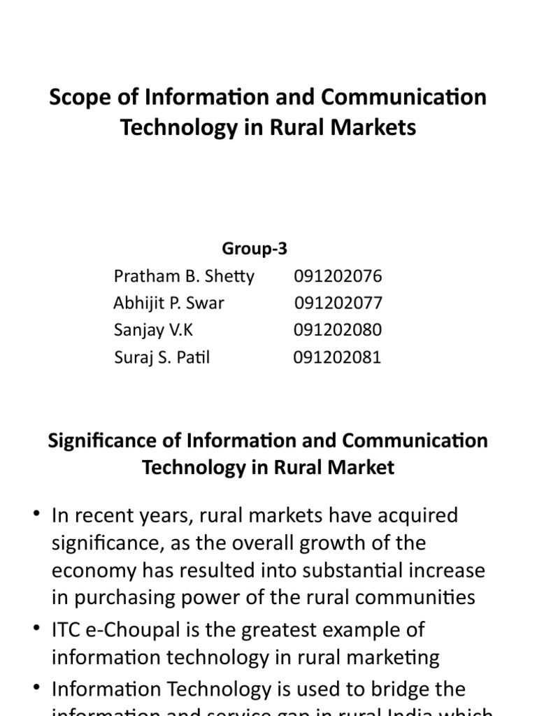 Scope of Information and Communication Technology in Rural Markets ...