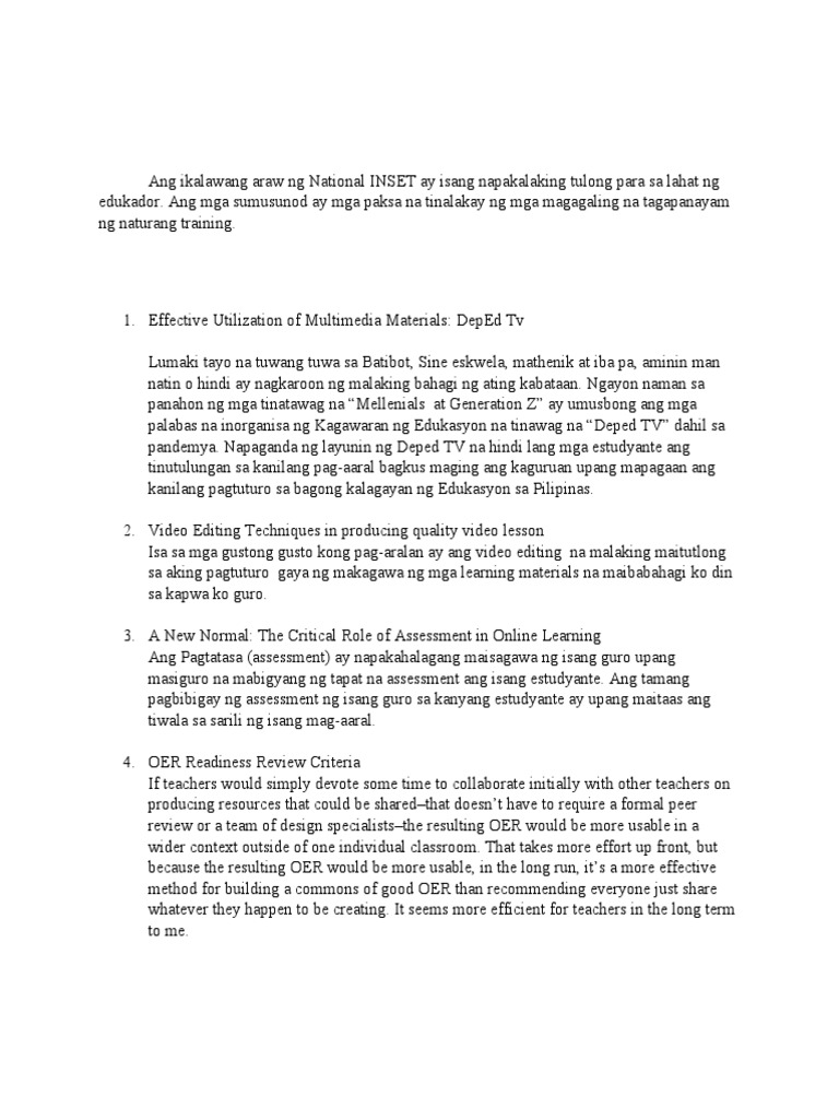 Day-2 Inset - Reflection | PDF