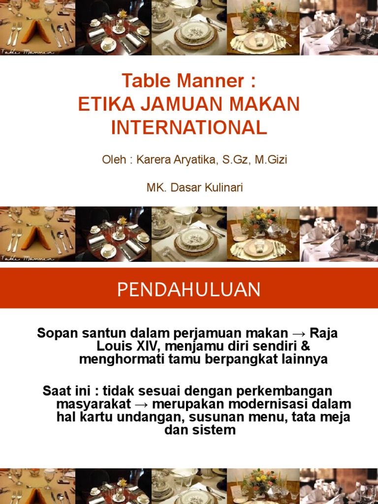 Etika Table Manner dalam Jamuan Makan | PDF | Memasak, Makanan, & Anggur