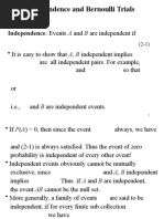 Independence and Bernoulli Trials: Independence: Events A and B Are Independent If