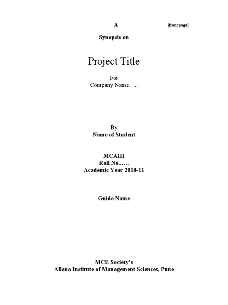 Synopsis Format | PDF
