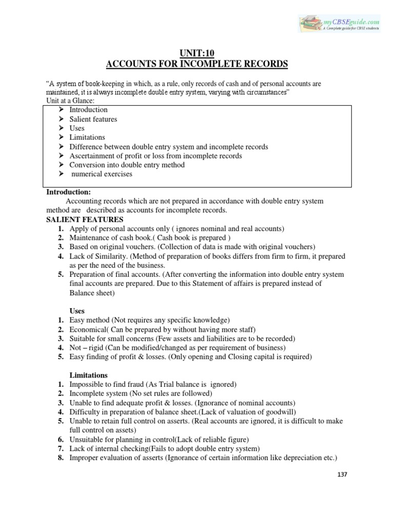 Understanding Incomplete Records in Accounting | PDF | Balance Sheet ...