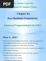 Chapter Six Java Database Connectivity: Debre Markos University Department of Computer Science