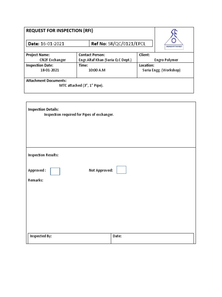 1.request For Inspection-18-01-2021 | PDF | Computers | Technology ...