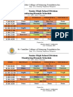 Senior High School Division Monitoring/Rounds Schedule: St. Camillus College of Manaoag Foundation Inc