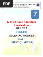 K To 12 Basic Education Curriculum: Grade 7