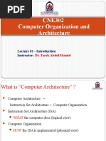 CNE302 Computer Organization and Architecture: Lecture 01 - Introduction Instructor