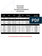 University of Sharjah College of Medicine End of Year Examination Schedule (2020-2021)