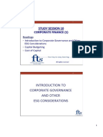 Study Session 10 Corporate Finance (1) : Introduction To Corporate Governance and Other Esg Considerations