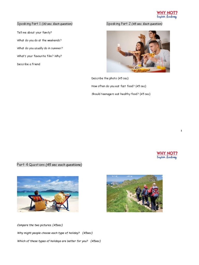 IELTS Speaking Part 1 & 2 Questions Guide | PDF