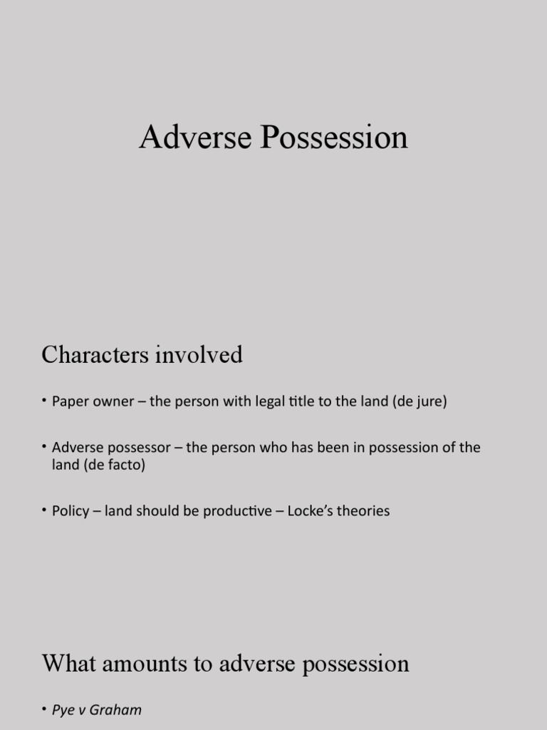 Adverse Possession My Version PDF Adverse Possession Misconduct