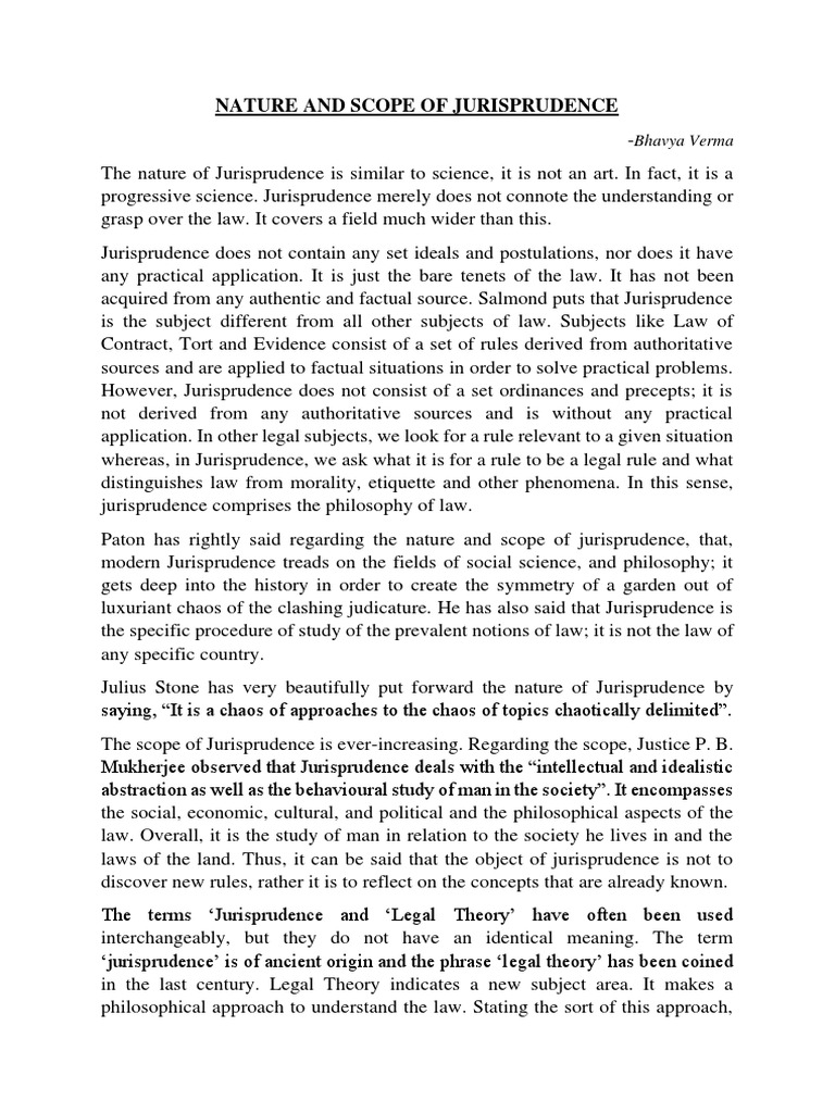Nature and Scope of Jurisprudence | PDF | Jurisprudence | Theory
