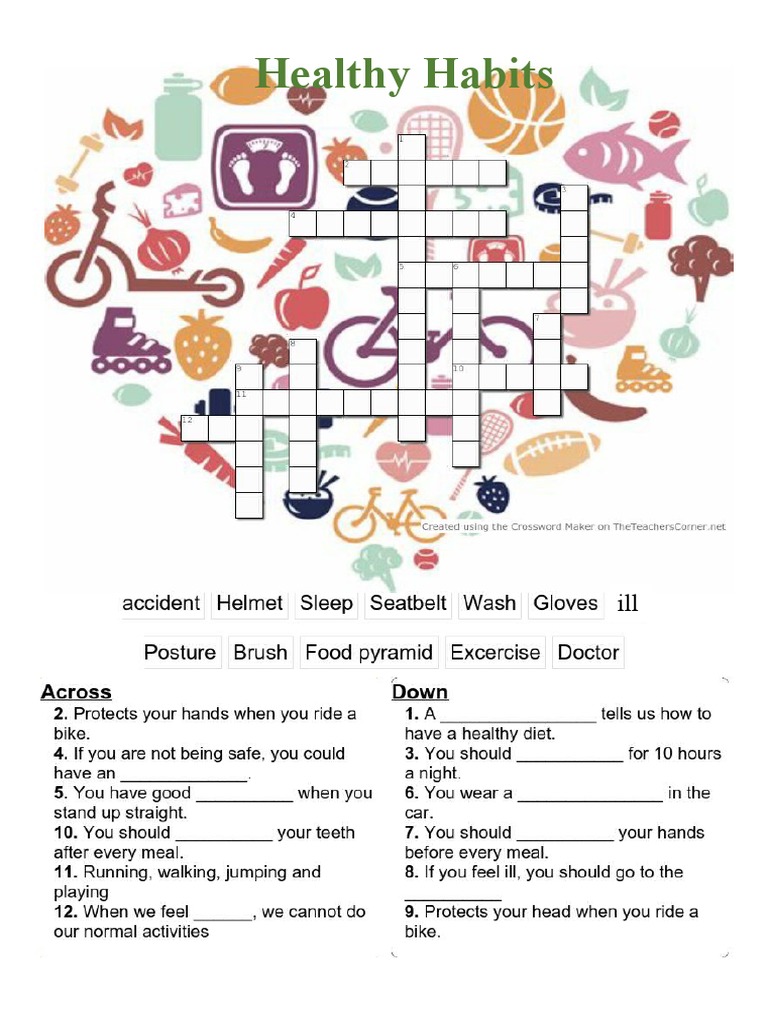 Crossword Healthy Habits | PDF