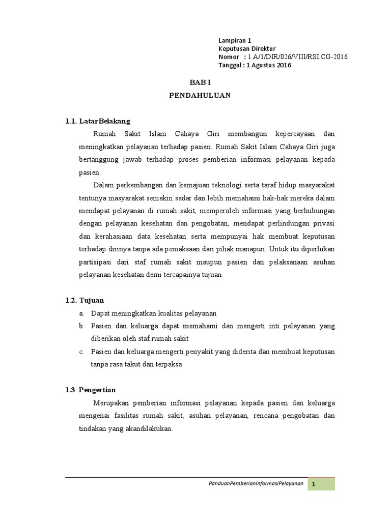 Panduan Pemberian Informasi Pelayanan | PDF