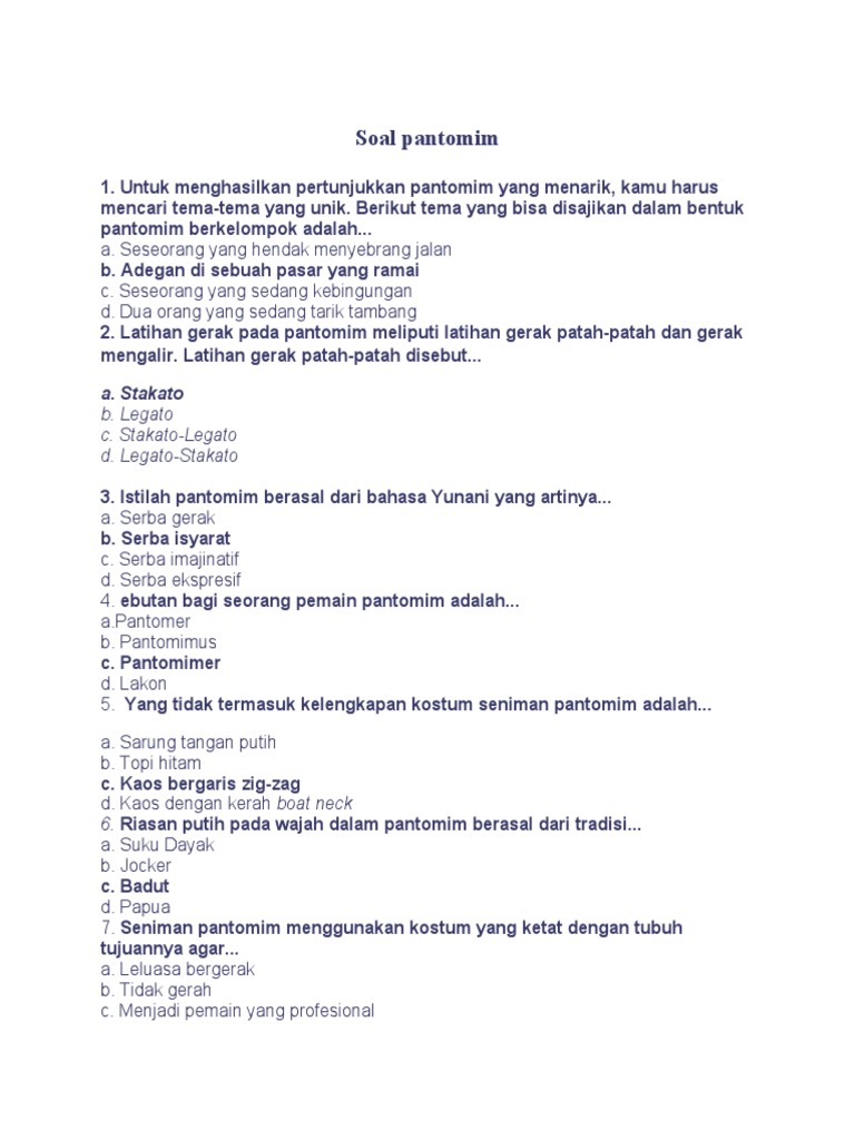 Soal Pantomim Pdf