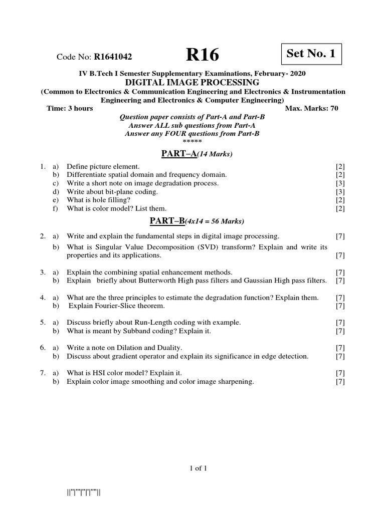 Digital Image Processing Exam Paper | PDF | Signal Processing | Algorithms