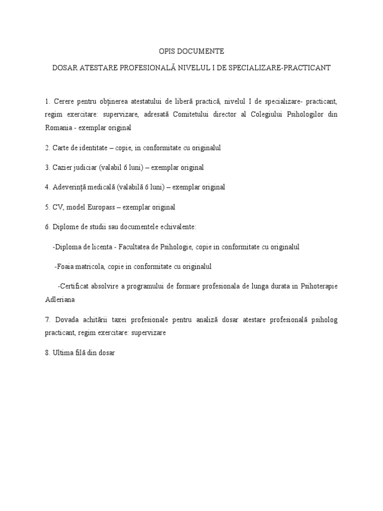 Opis Documente | PDF