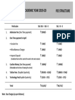 Fee Structure ACADEMIC YEAR 2019-20: (One Time Payment)