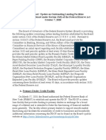 Periodic Report: Update On Outstanding Lending Facilities Authorized by The Board Under Section 13 (3) of The Federal Reserve Act October 7, 2020