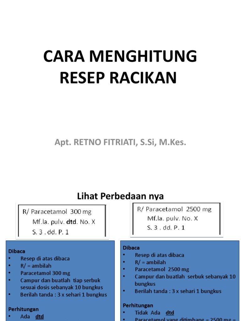 Perhitungan Resep DTD dan Non DTD | PDF