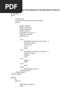 Program For Insertion and Deletion in Heap