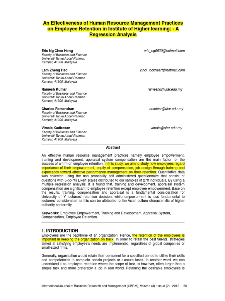 HR Practices Impacting Employee Retention | PDF | Performance Appraisal ...