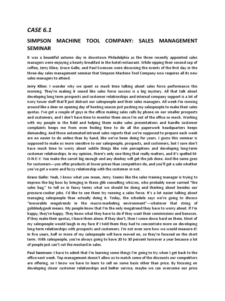 Professional Sales Managers - Case1 | PDF | Sales | Business