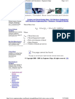 Fastener / Threaded Shear Area Formula and Calculation ISO