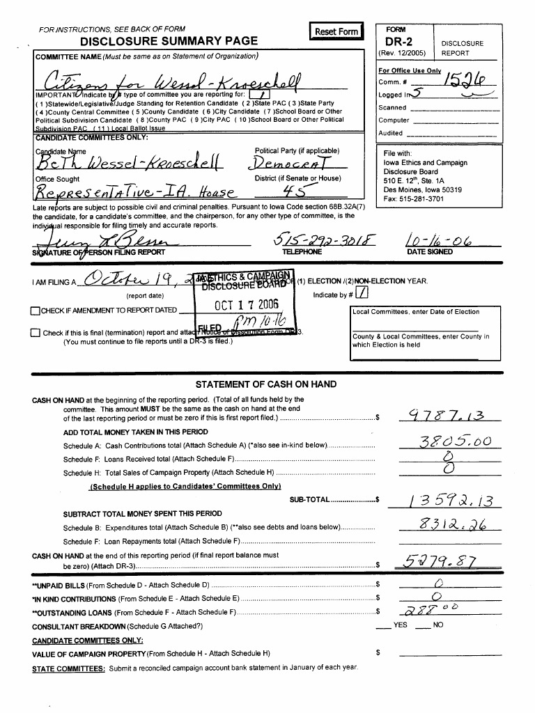 Iowa Campaign Disclosure Report Form | PDF | Political Action Committee ...
