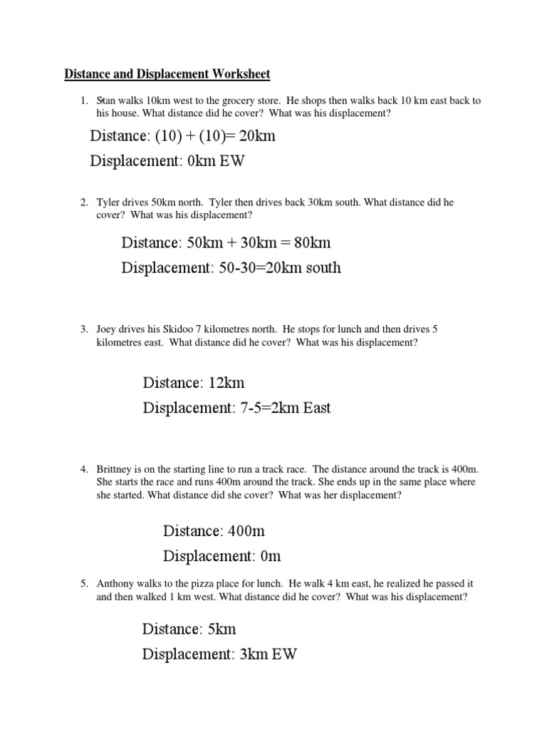 Savannah Montelongo - Distance and Displacement Worksheet | PDF