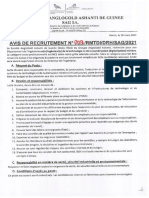 Avis de Recrutement Un (E) Ingenieur (E) de La Technologie Et de La Numerisation (Digitalisation) Miniere