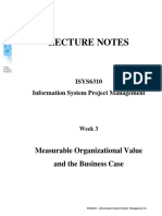 Lecture Notes: Measurable Organizational Value and The Business Case