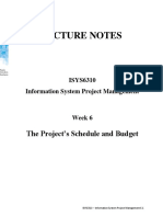Lecture Notes: The Project's Schedule and Budget