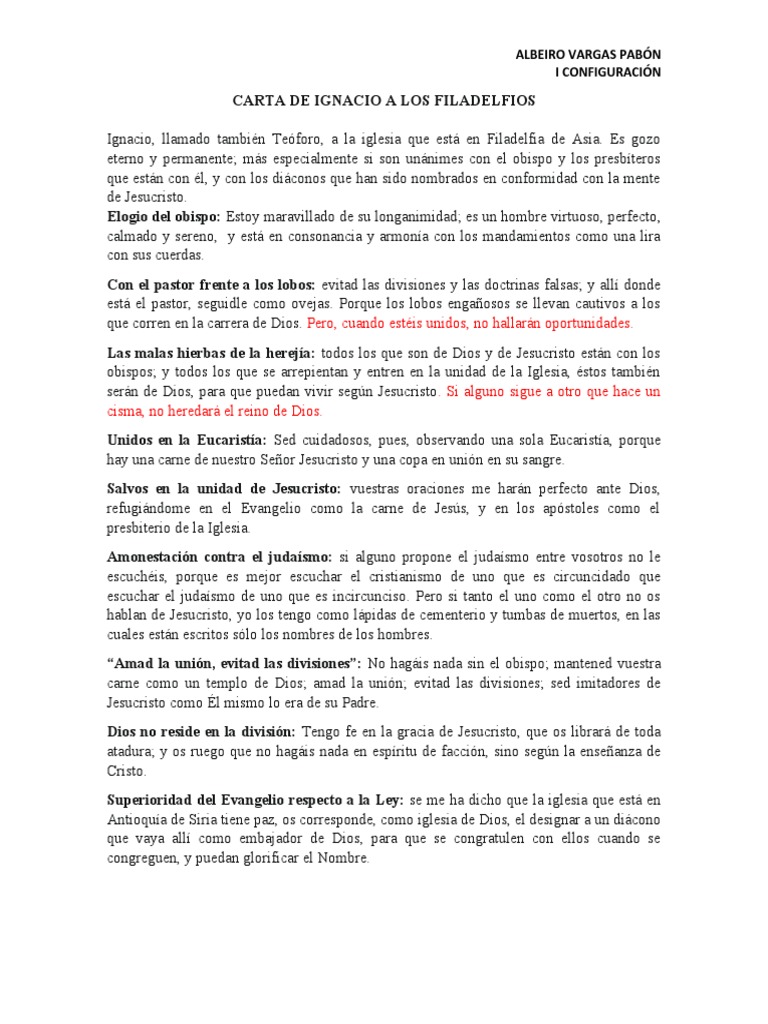 Cartas de Ignacio A Los Filadelfios | PDF | eucaristía | Jesús