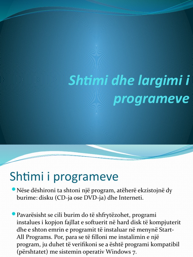 Shtimi Dhe Largimi I Programeve | PDF
