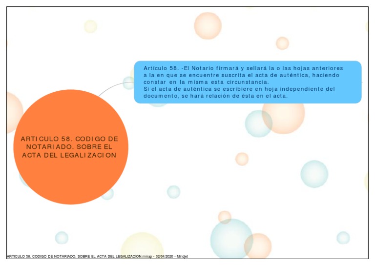 Articulo 58. Codigo de Notariado. Sobre El Acta Del Legalizacion | PDF