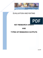 Evaluation and Rating: Key Research Areas AND Types of Research Outputs
