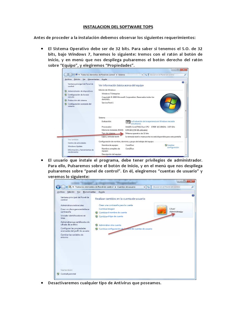 Guía de Instalación del Software TOPS | PDF | Usuario (informática ...