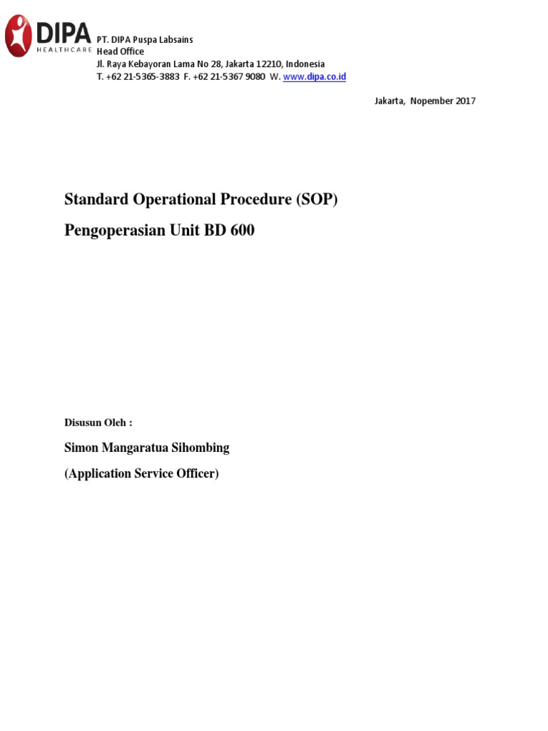 SOP Pengoperasian Unit BD 600 | PDF