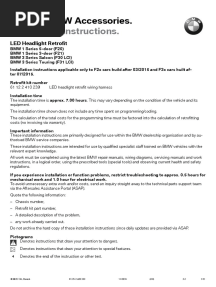 Installation Instructions.: Original BMW Accessories