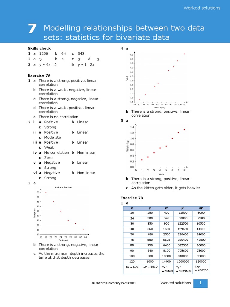 Modelling Relationships Between Two Data Sets: Statistics For Bivariate ...
