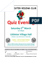 Quiz Evening: Saturday 5 March Littleton Village Hall