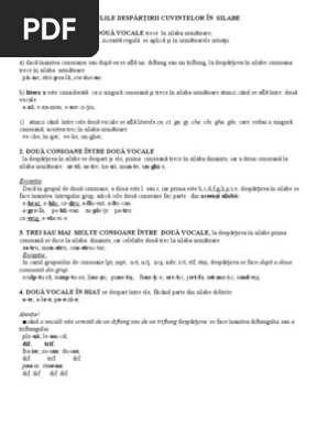 Regulile Despărţirii Cuvintelor In Silabe