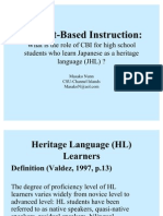 What Is The Role of CBI For High School Students Who Learn Japanese As A Heritage Language (JHL) ?